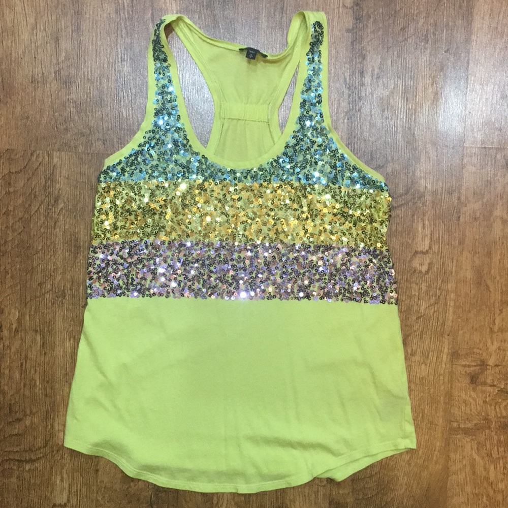 Express Color-block sequin tank